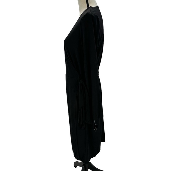 Alfani Long Sleeve Midi Wrap Dress - Black - size Medium - Picture 4 of 9